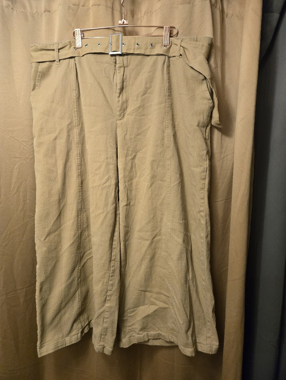 Cider 4x High-Waist Wide Leg Khaki Pants with Belt